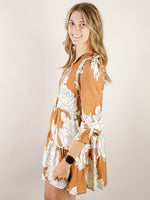 Caramel Large Floral Print Dress