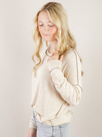 Oatmeal Outside Seamed Marbled Knit Pullover