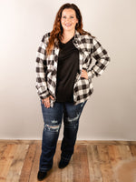 Curvy Black and White Gingham Lightweight Flannel
