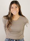 Long Sleeve Mini Ribbed Tee (Multiple Colors)