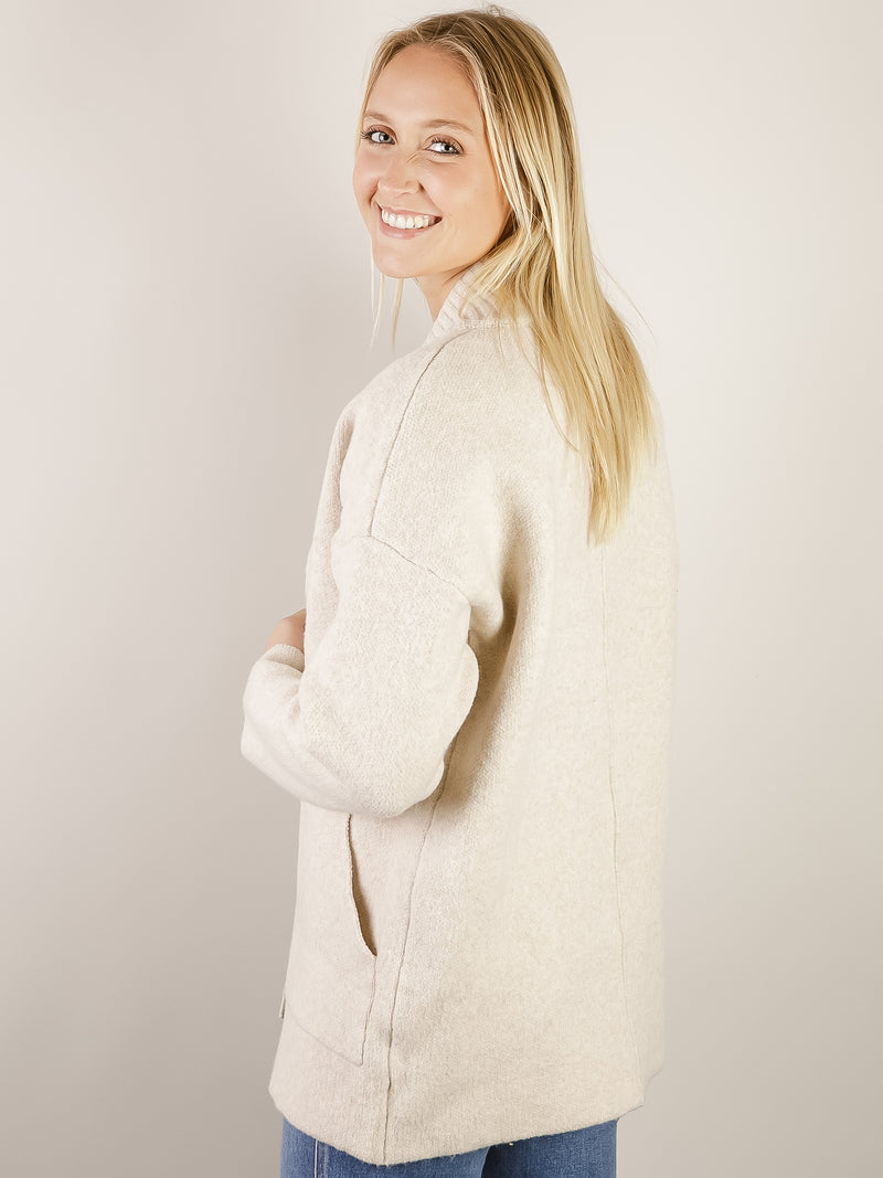 Oatmeal Open Front Thick Cardigan