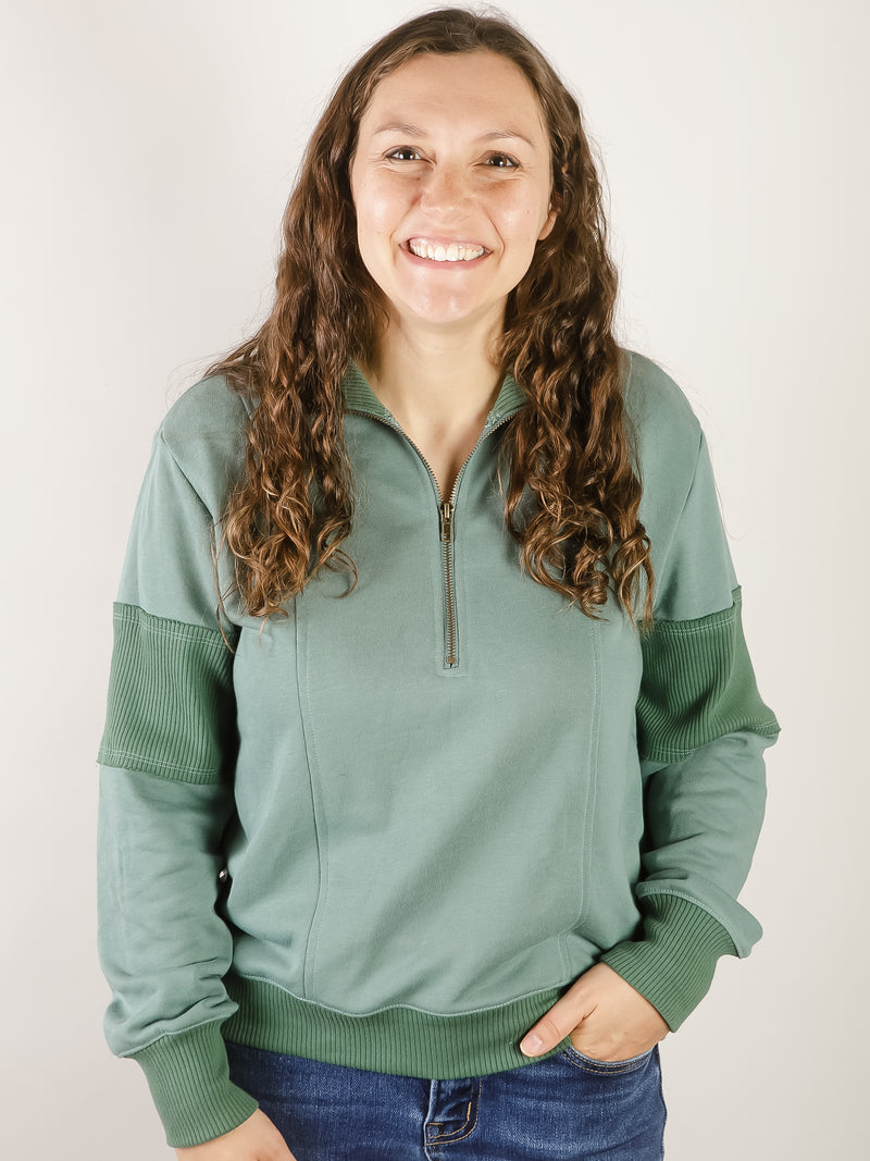 Dark Sage 1/2 Zip Sweatshirt
