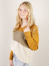 Mustard and Moss Colorblock V-Neck Sweater