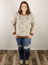 Curvy Brown Print Pullover Sweatshirt