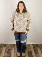 Curvy Brown Print Pullover Sweatshirt