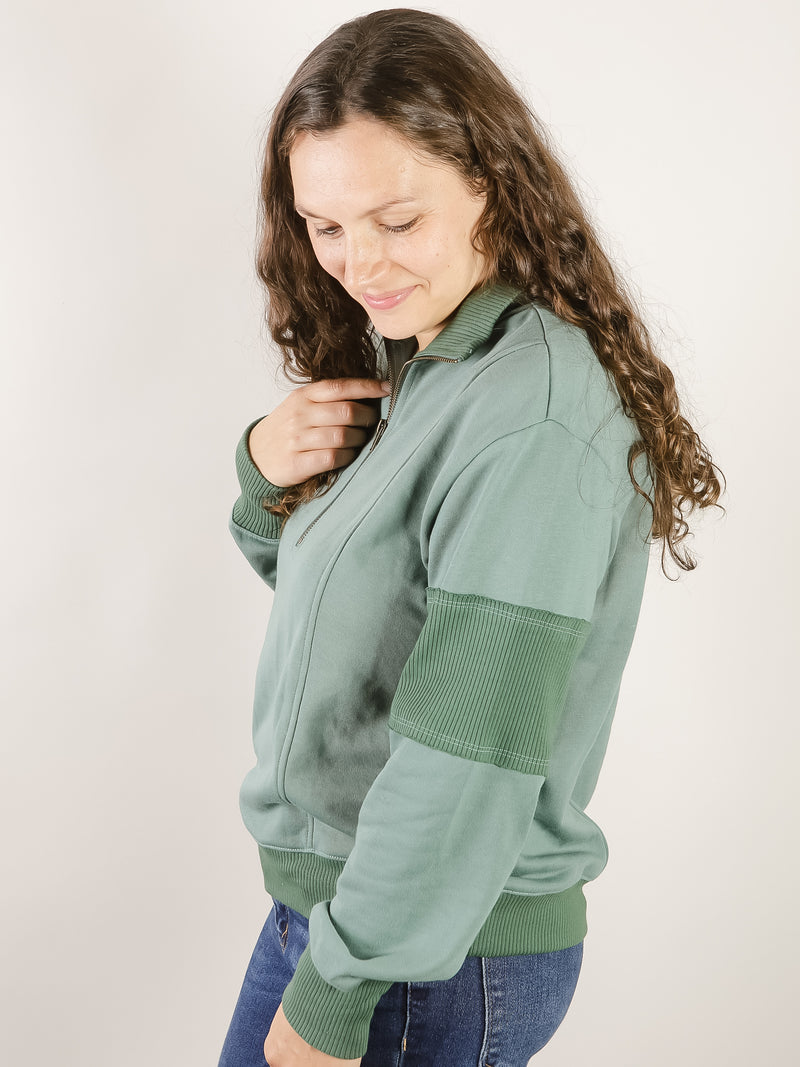 Dark Sage 1/2 Zip Sweatshirt