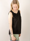 Black Sleeveless Knit with Smocked Shoulder