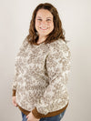 Curvy Brown Print Pullover Sweatshirt