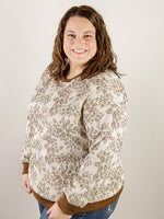 Curvy Brown Print Pullover Sweatshirt