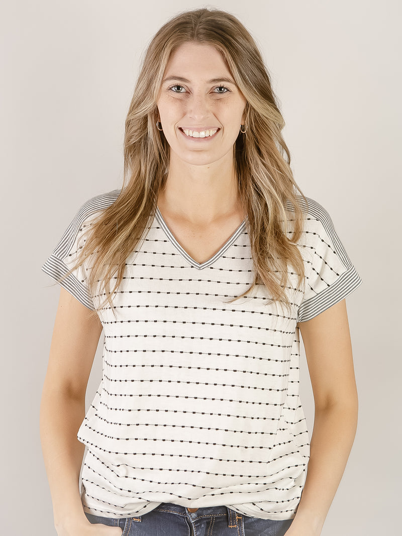 Ivory and Black Dotted Stripe Top