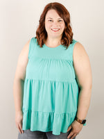 Curvy Mint Solid Tiered Top