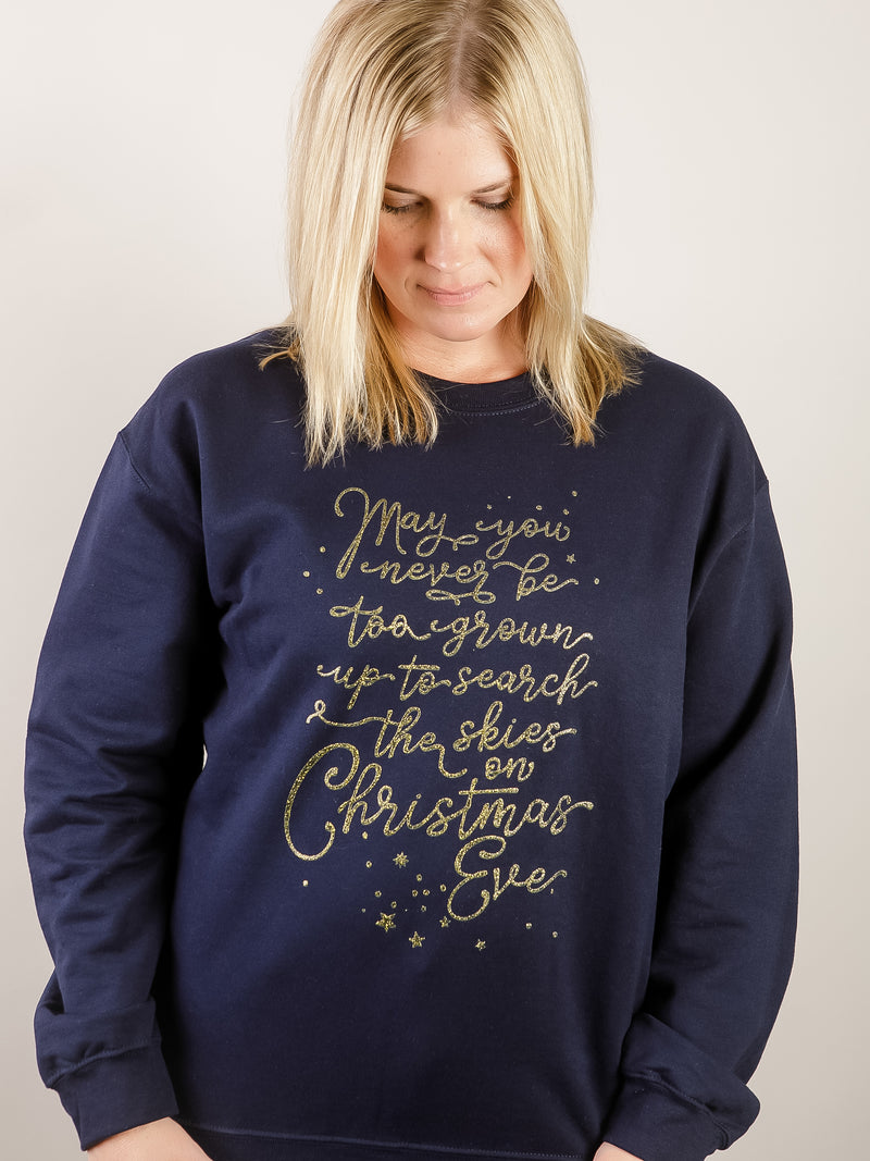 Navy Christmas Eve Graphic Sweatshirt