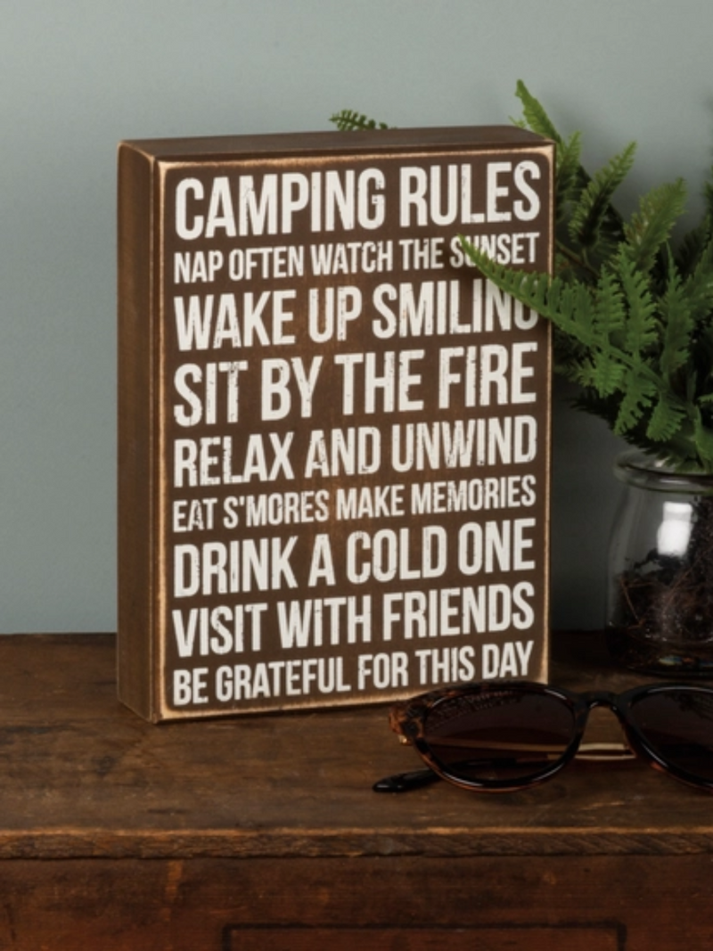 Camping Rules Box Sign