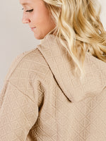 Taupe Diamond Print Hooded Pullover Sweatshirt