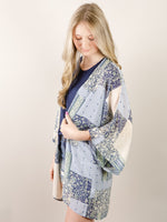 Printed Blue and Sage Kimono