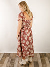Burgundy Floral Midi Dress
