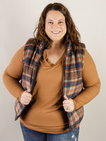 Corduroy and Plaid Reversible Vest