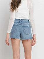 Vervet High Rise A-Line Raw Hem Denim Shorts