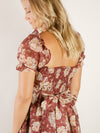 Burgundy Floral Midi Dress