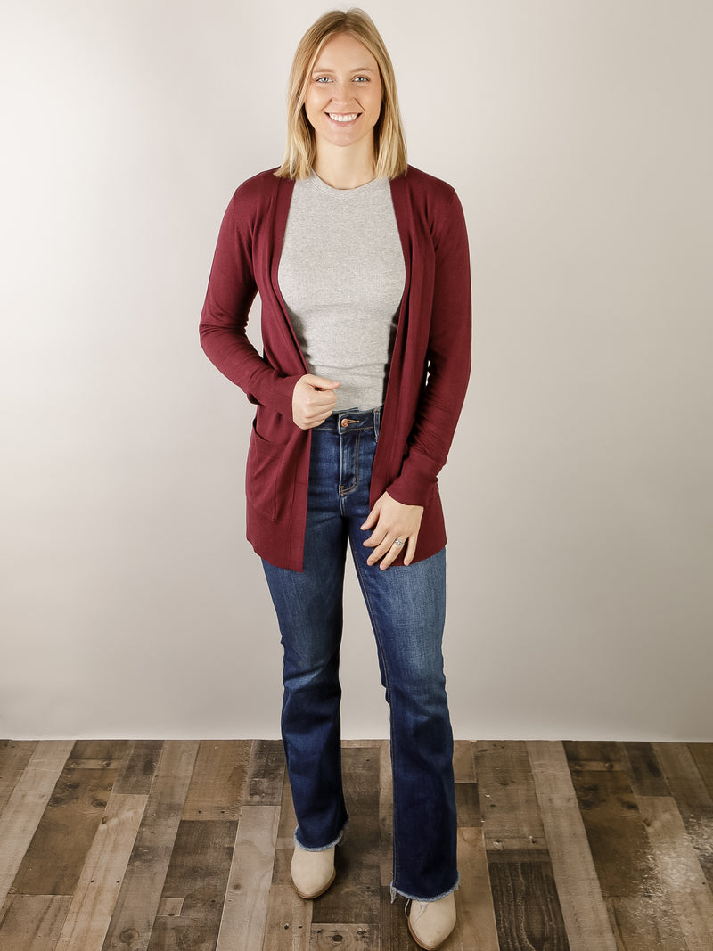 Dark Wine Essential Cardigan