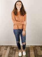 Ribbed Knit Apricot Sweater