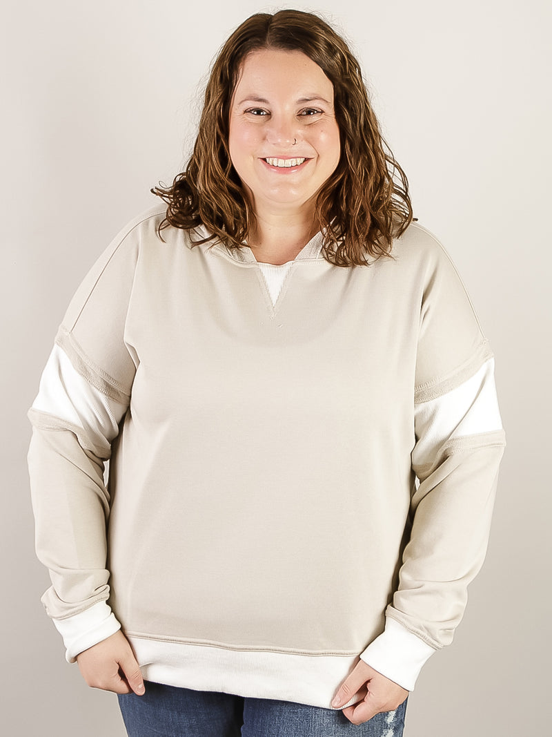 Taupe Contrast Hooded Sweatshirt