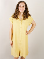 Mustard Linen Shirt Dress