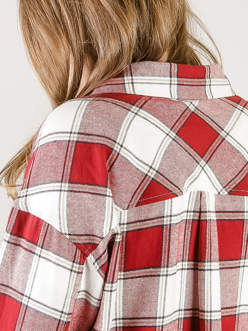 Red and White Plaid Button Up Shirt