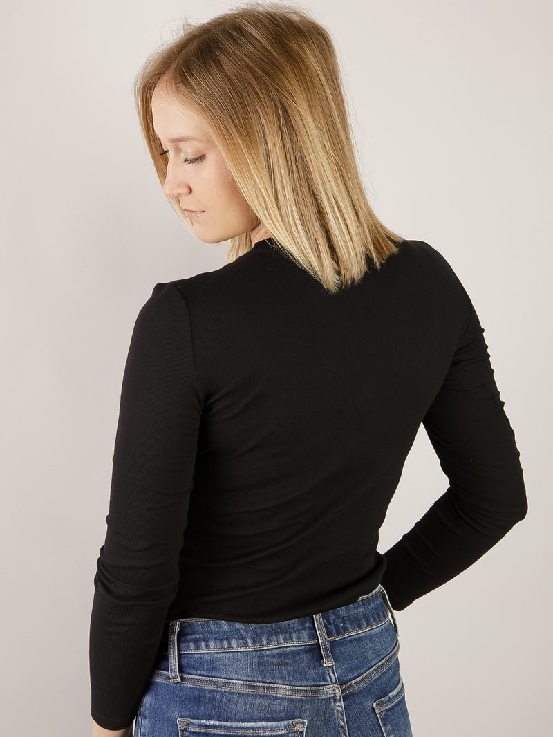 Long Sleeve Mini Ribbed Tee (Multiple Colors)
