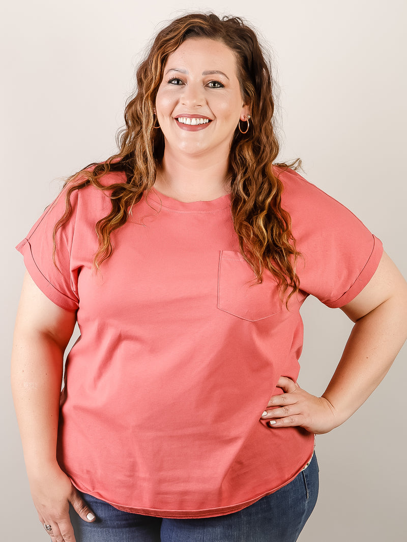 Pocket Tee with Floral Detail (Multiple Colors)
