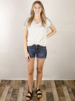 Ivory and Black Dotted Stripe Top