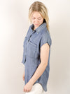 Dark Chambray Button Down Short Sleeve