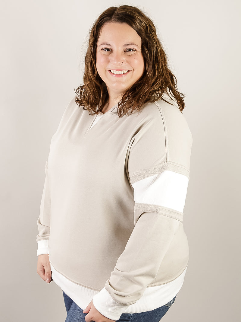 Taupe Contrast Hooded Sweatshirt