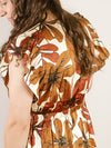 Rust Floral Satin Tiered Dress