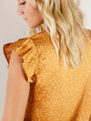 Caramel Polka Dot Sleeveless Blouse