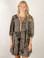 Black Ditsy Floral Printed Dress