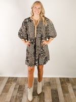 Black Ditsy Floral Printed Dress