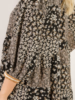 Black Ditsy Floral Printed Dress