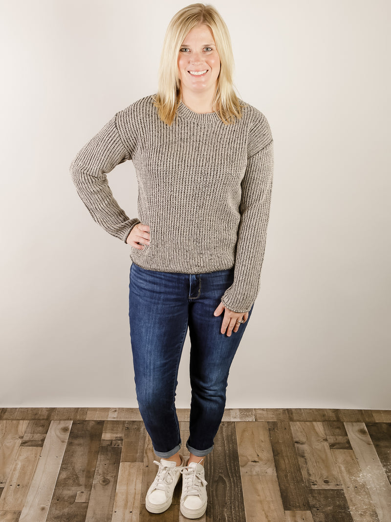 Chunky Acid Washed Black and Mocha Sweater