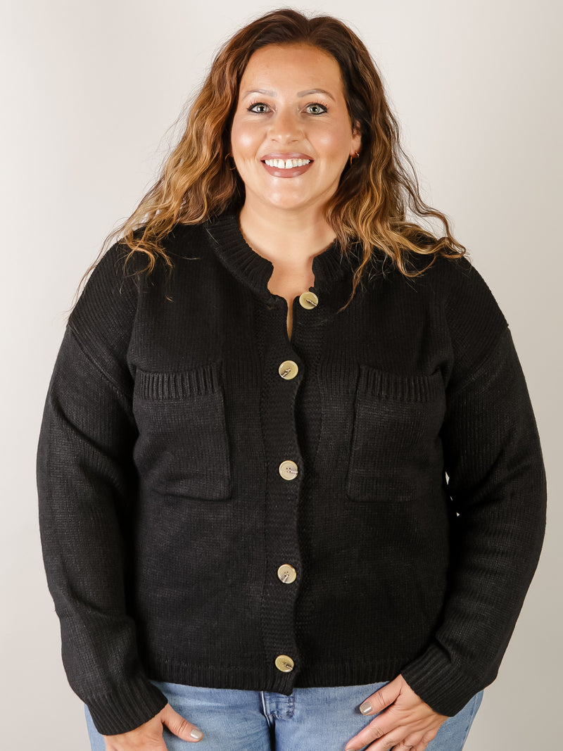 Black Button Down Sweater Cardigan