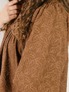 Brown Jacquard Floral Lace Dress
