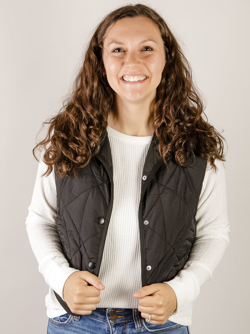 Black Quilted Thin Puffer Vest