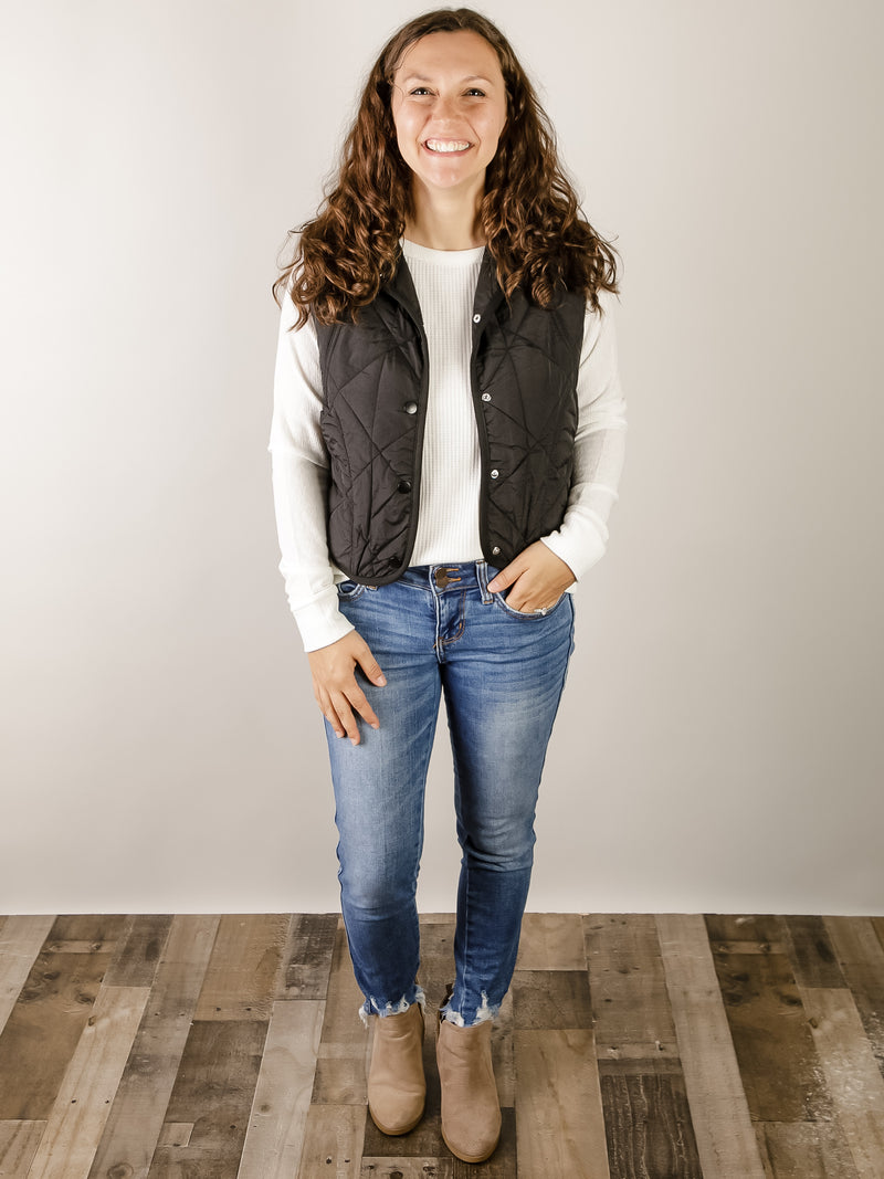 Black Quilted Thin Puffer Vest