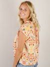 Orange Ikat Print Sleeveless Top