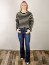 Black with White Stripes Boatneck Top