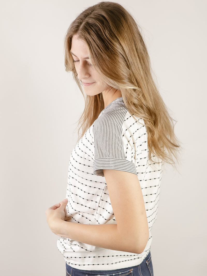 Ivory and Black Dotted Stripe Top