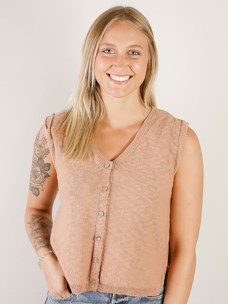 Terracotta Sleeveless Sweater Vest