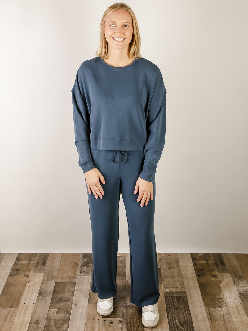 Midnight Navy Scuba Wide Leg Pant