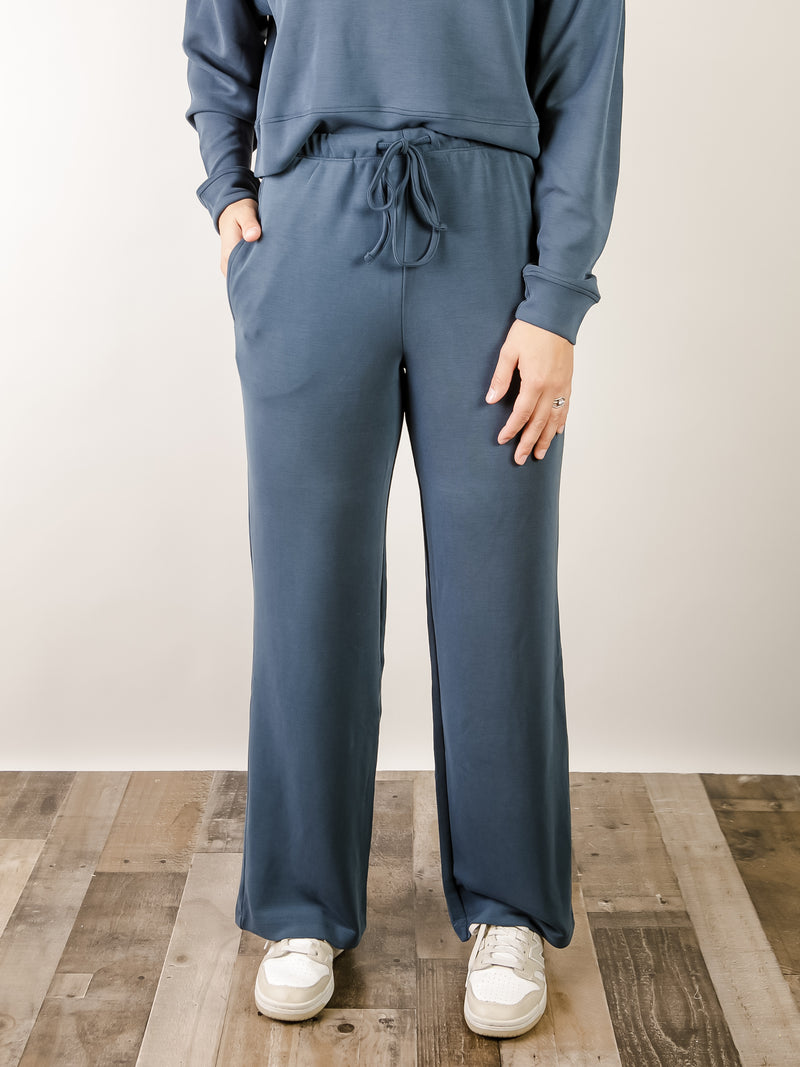 Midnight Navy Scuba Wide Leg Pant