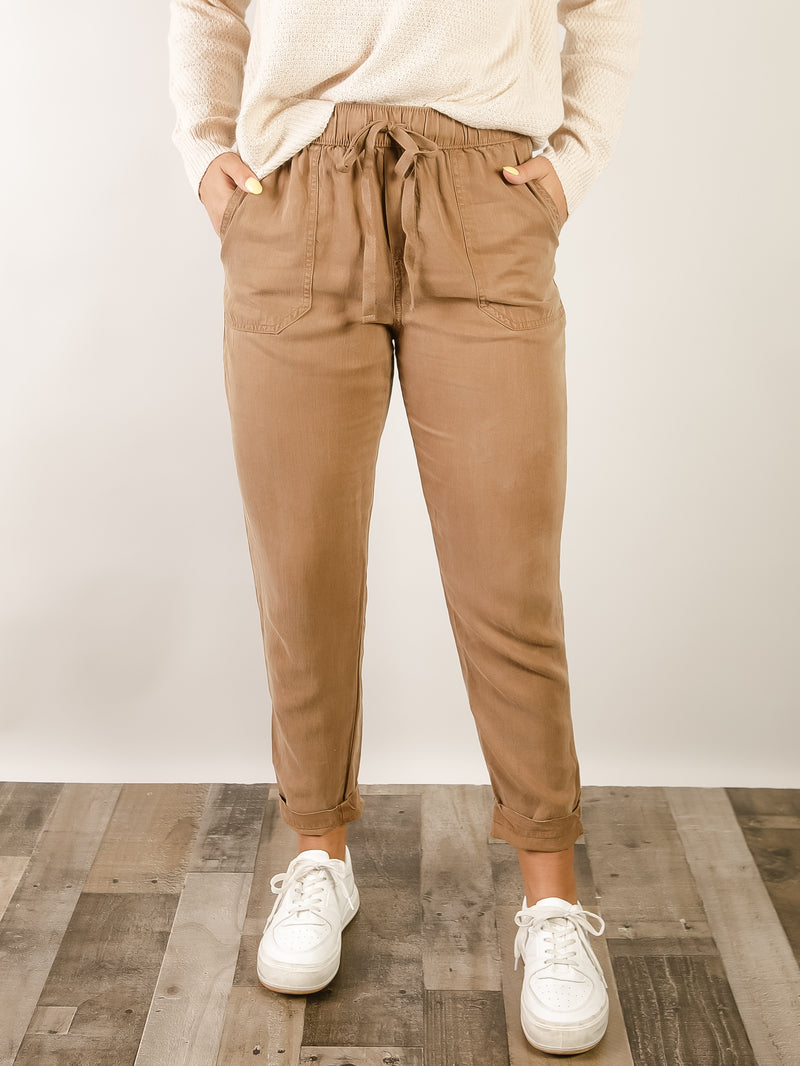 Dark Tan Tencel Joggers